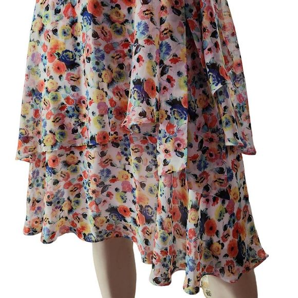 Tahari Multicolor Floral Wrap Dress - Picture 3 of 16